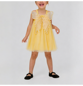 Girls' Yellow Mesh Dress