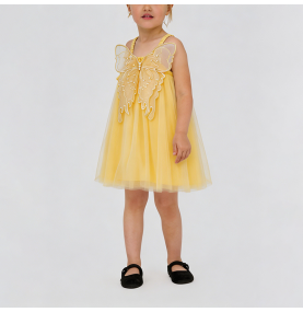 Girls' Yellow Mesh Dress
