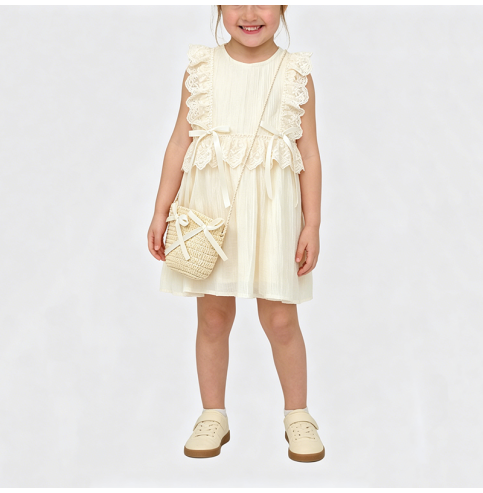 Girls' Lace-Trimmed Dress Girls' Lace-Trimmed Dress