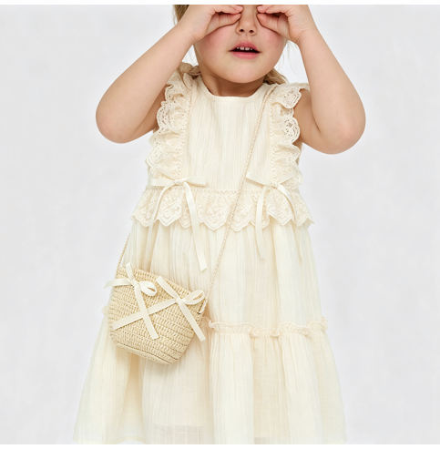 Girls' Lace-Trimmed Dress Girls' Lace-Trimmed Dress