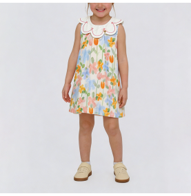 Girls' Colorful Floral Print Dress