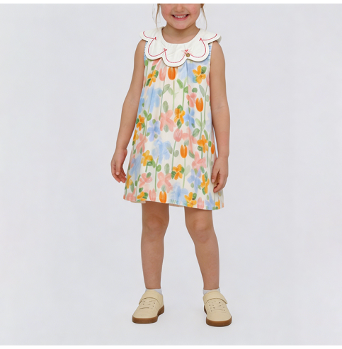 Girls' Colorful Floral Print Dress Girls' Colorful Floral Print Dress
