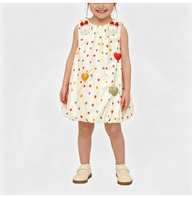 Girls' Colorful Polka Dot Overall Dress