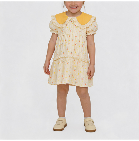 Girls' Yellow Floral Print Dress Girls' Yellow Floral Print Dress