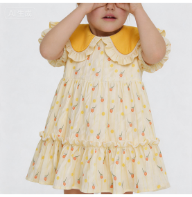 Girls' Yellow Floral Print Dress
