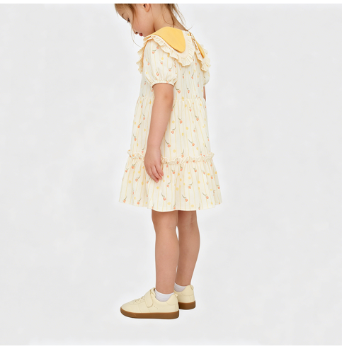Girls' Yellow Floral Print Dress Girls' Yellow Floral Print Dress