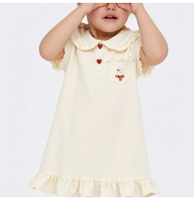 Girls' A-line Dress with Ruffled Trim