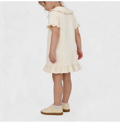 Girls' A-line Dress with Ruffled Trim
