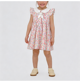 Pink Floral Print Girls' Dress