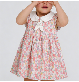 Pink Floral Print Girls' Dress