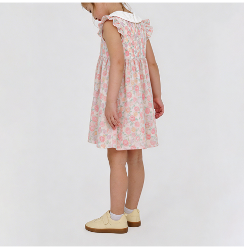 Pink Floral Print Girls' Dress Pink Floral Print Girls' Dress