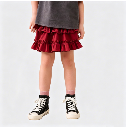 Red Ruffled Skirt for Girls