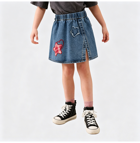 Girls' Slit Denim Mini Skirt Girls' Slit Denim Mini Skirt