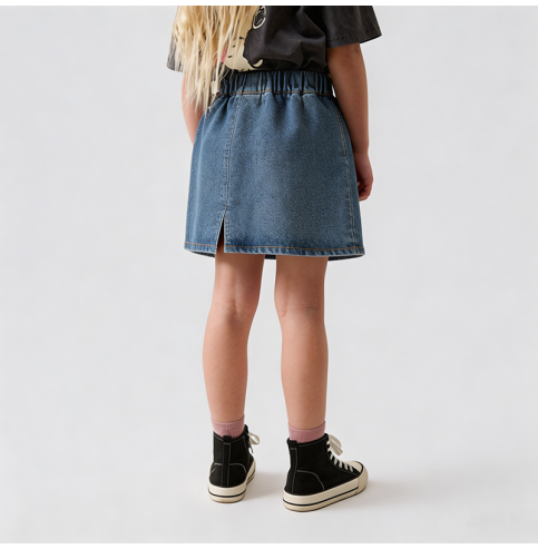 Girls' Slit Denim Mini Skirt Girls' Slit Denim Mini Skirt