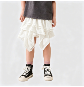 Girls' Irregular White Skirt