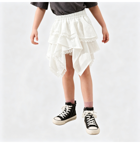 Girls' Irregular White Skirt