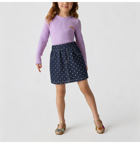 Girls' Heart-Shaped Polka Dot Skirt