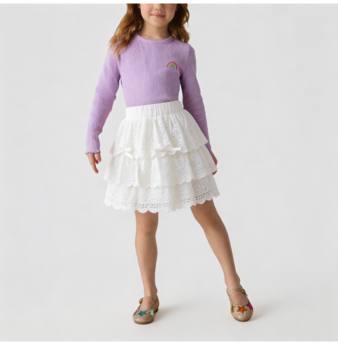 Girls' White Lace Cake Dress