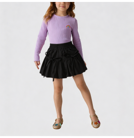 Girls' Black High-Waisted Mini Skirt