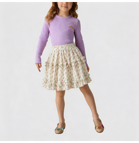 Girls' Floral Print Mini Skirt
