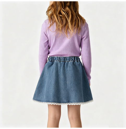 Girls' Pleated Denim Mini Skirt Girls' Pleated Denim Mini Skirt