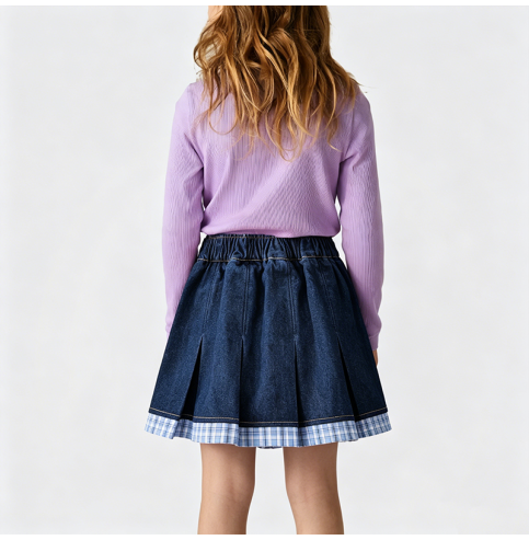Girls' Denim Pleated Skirt Girls' Denim Pleated Skirt