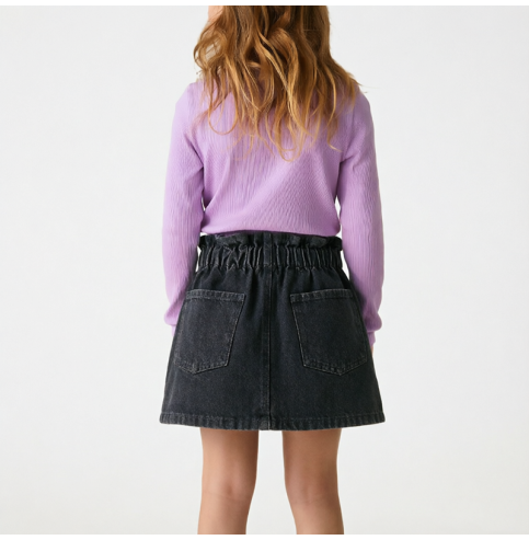 Girls' Floral Embroidered Denim Mini Skirt Girls' Floral Embroidered Denim Mini Skirt