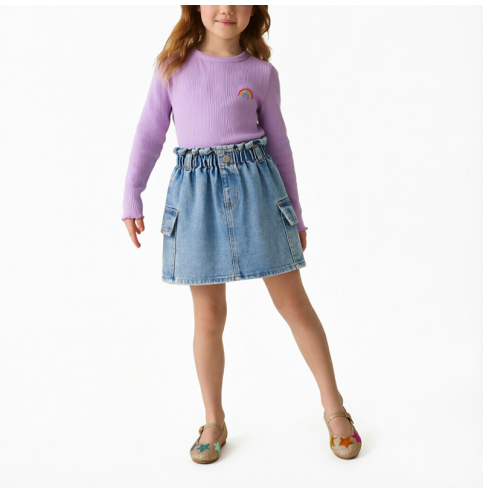 Girls' Ruffled Waist Mini Skirt