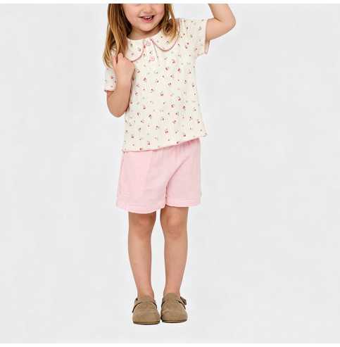 Girls' Pink Floral Short-Sleeve T-Shirt Girls' Pink Floral Short-Sleeve T-Shirt