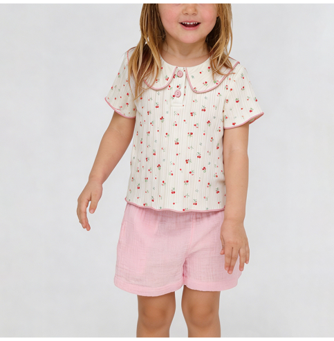 Girls' Pink Floral Short-Sleeve T-Shirt Girls' Pink Floral Short-Sleeve T-Shirt