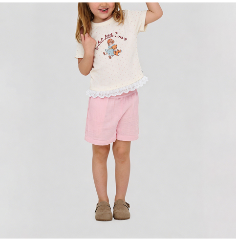 Girls' White Lace Short-Sleeve T-Shirt Girls' White Lace Short-Sleeve T-Shirt