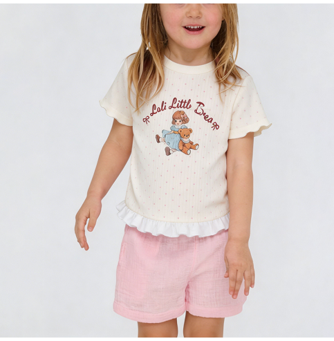 Girls' White Lace Short-Sleeve T-Shirt Girls' White Lace Short-Sleeve T-Shirt