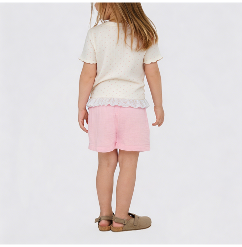 Girls' White Lace Short-Sleeve T-Shirt Girls' White Lace Short-Sleeve T-Shirt