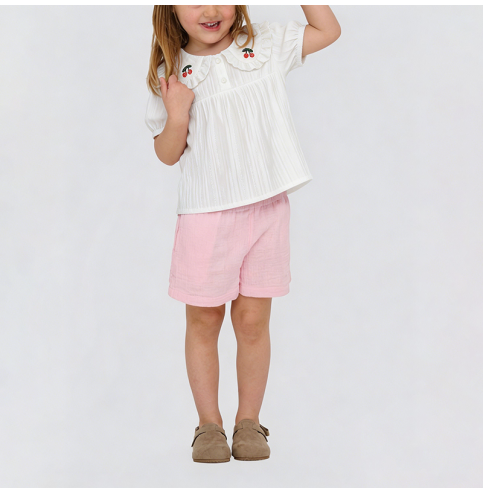 White Peter Pan Collar Short-Sleeve T-Shirt White Peter Pan Collar Short-Sleeve T-Shirt