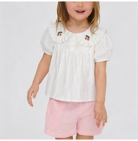 White Peter Pan Collar Short-Sleeve T-Shirt White Peter Pan Collar Short-Sleeve T-Shirt