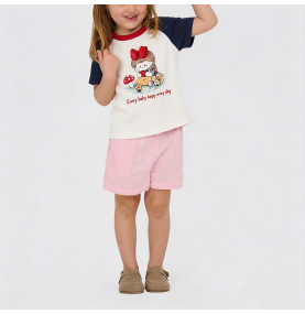 Girls' Color-Blocked Short-Sleeve T-Shirt