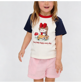 Girls' Color-Blocked Short-Sleeve T-Shirt