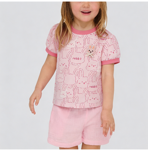 Pink Bunny Short-Sleeve T-Shirt for Girls Pink Bunny Short-Sleeve T-Shirt for Girls