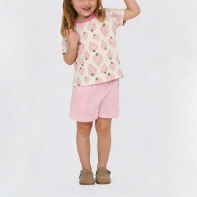 Strawberry Print Short-Sleeve T-Shirt for Girls