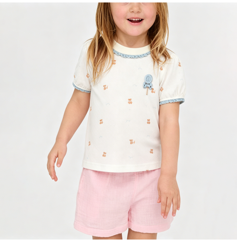 Girls' Puff Sleeve Short-Sleeve T-Shirt Girls' Puff Sleeve Short-Sleeve T-Shirt