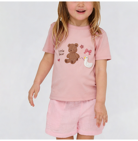 Pink Bear Short-Sleeve T-Shirt for Girls Pink Bear Short-Sleeve T-Shirt for Girls