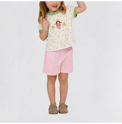 Round Neck Colorful Polka Dot Short-Sleeve T-Shirt