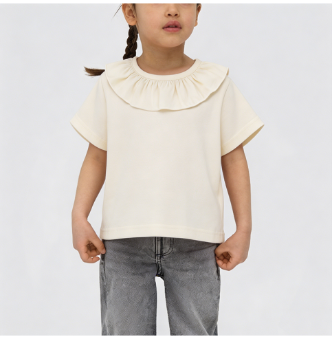 Ruffled Collar Short-Sleeve T-Shirt Ruffled Collar Short-Sleeve T-Shirt