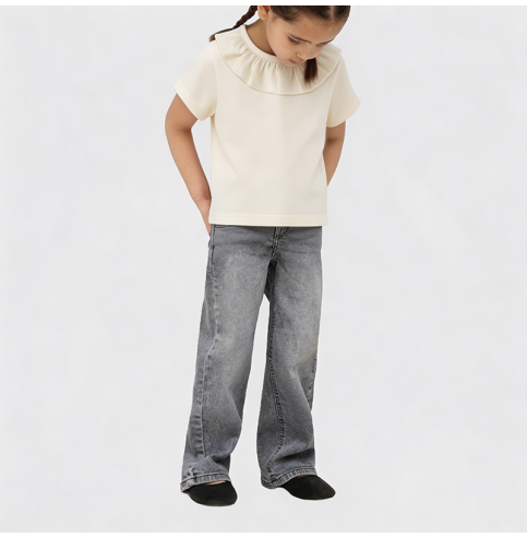 Ruffled Collar Short-Sleeve T-Shirt Ruffled Collar Short-Sleeve T-Shirt