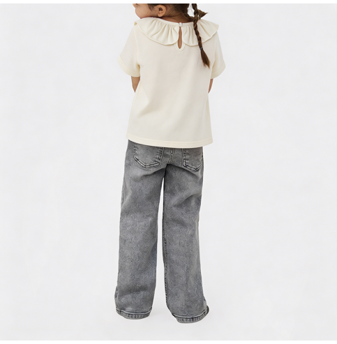 Ruffled Collar Short-Sleeve T-Shirt Ruffled Collar Short-Sleeve T-Shirt
