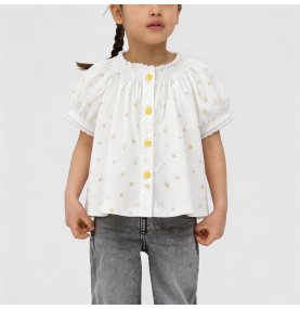 Girls' Floral Print Cardigan Short-Sleeve T-Shirt