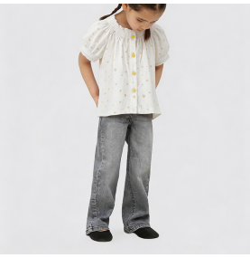 Girls' Floral Print Cardigan Short-Sleeve T-Shirt