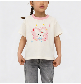 Cartoon Butterfly Print Girls' T-shirt