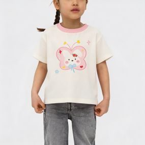 Cartoon Butterfly Print Girls' T-shirt