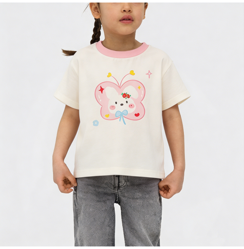 Cartoon Butterfly Print Girls' T-shirt
